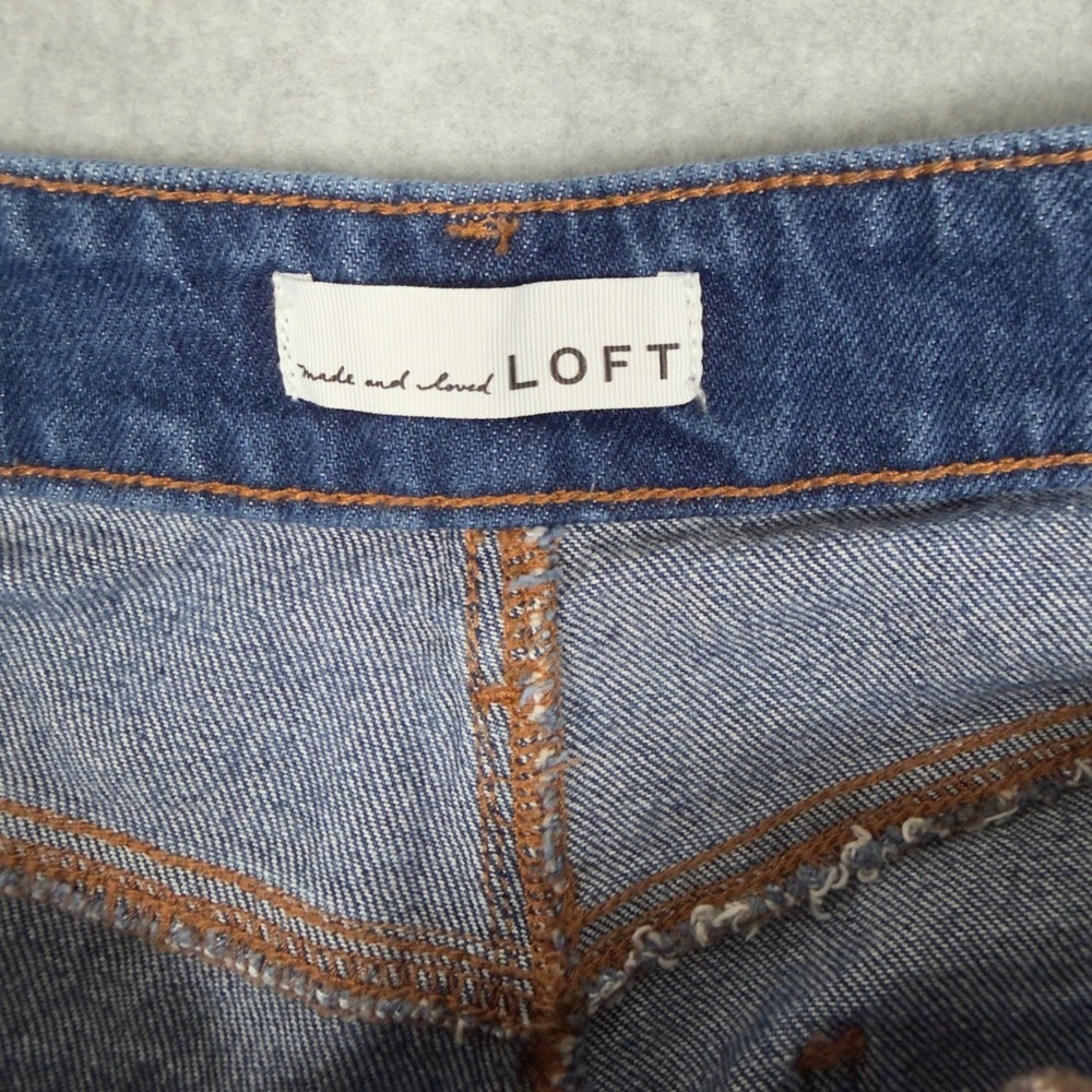 LOFT The Straight Jeans Mid Wash High Rise Button Fly Denim Women's Size 10 - Picture 6 of 10